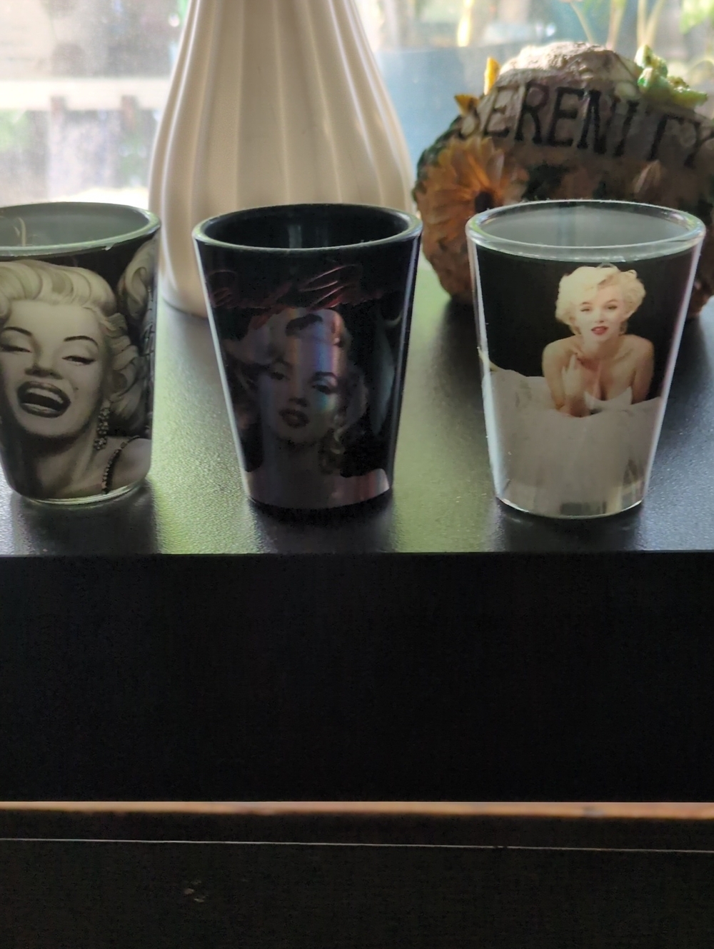 Marilyn Monroe Shot Glass Set - 3pc Black & White Collectible. Never Used.